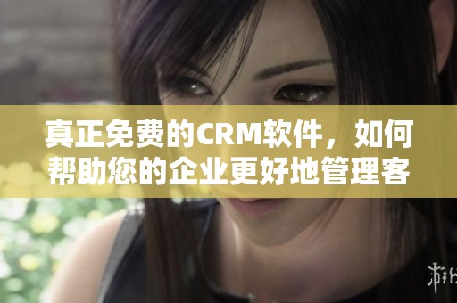 真正免费的CRM软件，如何帮助您的企业更好地管理客户关系