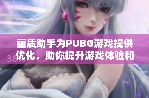 画质助手为PUBG游戏提供优化，助你提升游戏体验和视觉效果
