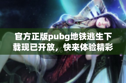 官方正版pubg地铁逃生下载现已开放，快来体验精彩的游戏吧