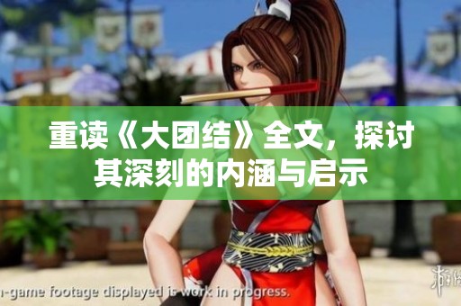 重读《大团结》全文，探讨其深刻的内涵与启示