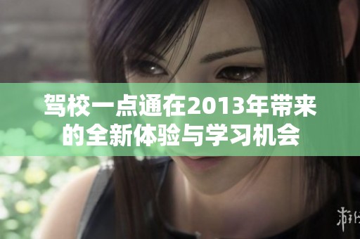 驾校一点通在2013年带来的全新体验与学习机会