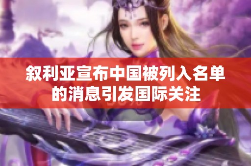 叙利亚宣布中国被列入名单的消息引发国际关注