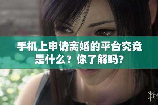 手机上申请离婚的平台究竟是什么？你了解吗？