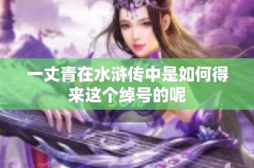 一丈青在水浒传中是如何得来这个绰号的呢