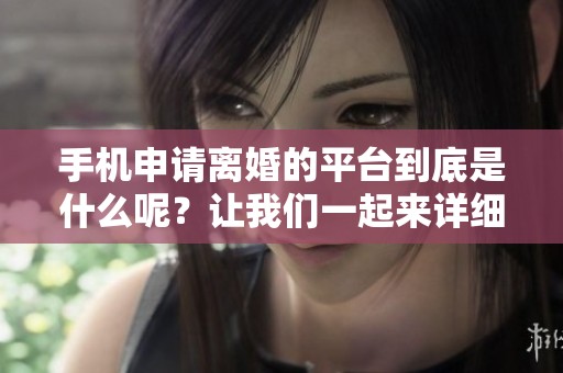 手机申请离婚的平台到底是什么呢？让我们一起来详细了解一下吧！