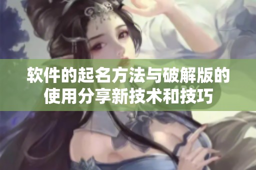 软件的起名方法与破解版的使用分享新技术和技巧