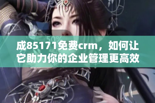 成85171免费crm，如何让它助力你的企业管理更高效