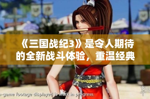 《三国战纪3》是令人期待的全新战斗体验，重温经典与热血的双重碰撞