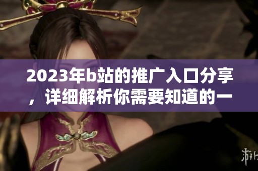 2023年b站的推广入口分享，详细解析你需要知道的一切内容