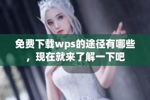 免费下载wps的途径有哪些，现在就来了解一下吧