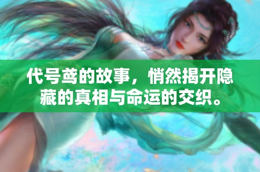 代号鸢的故事，悄然揭开隐藏的真相与命运的交织。
